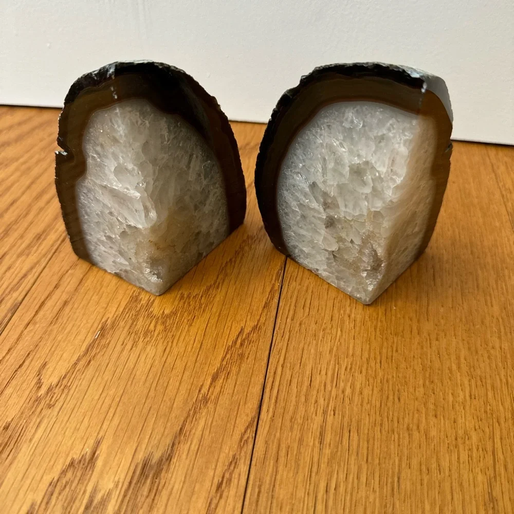 Set of 2 West Elm Natural Agate Bookends